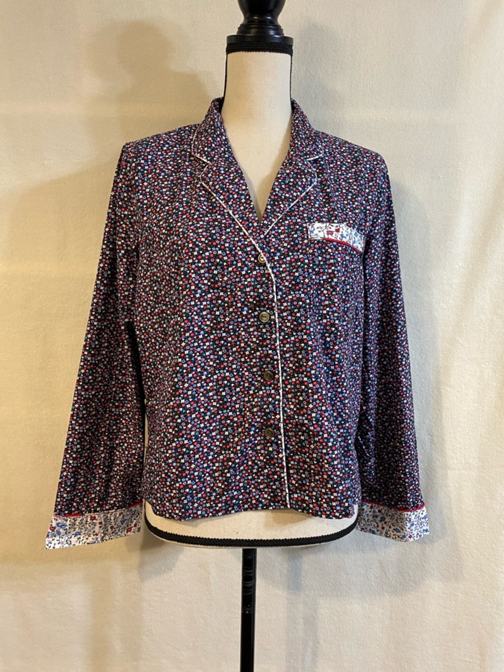 Love by GAP black & pink floral 100% cotton pajama top